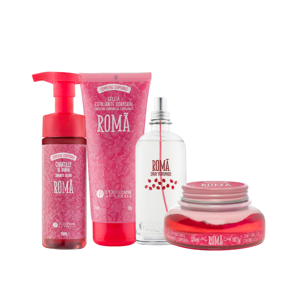 Combo Rom&atilde;: Chantilly de Banho, Geleia Esfoliante, Hidratante e Spray Perfumado, ,  large image number 0